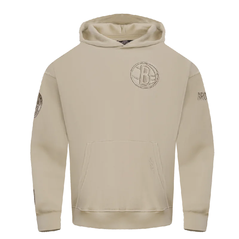 NBA BROOKLYN NETS NEUTRAL DROP SHOULDER FLC PO HOODIE (TAUPE)