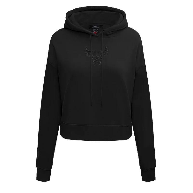 NBA CHICAGO BULLS NEUTRAL CROPPED WOMEN'S PO HOODIE (BLACK)