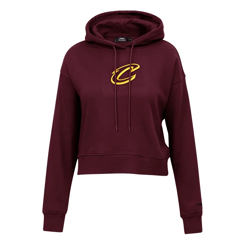 NBA CLEVELAND CAVALIERS CLASSIC WOMEN'S CROPPED PO HOODIE (WINE)