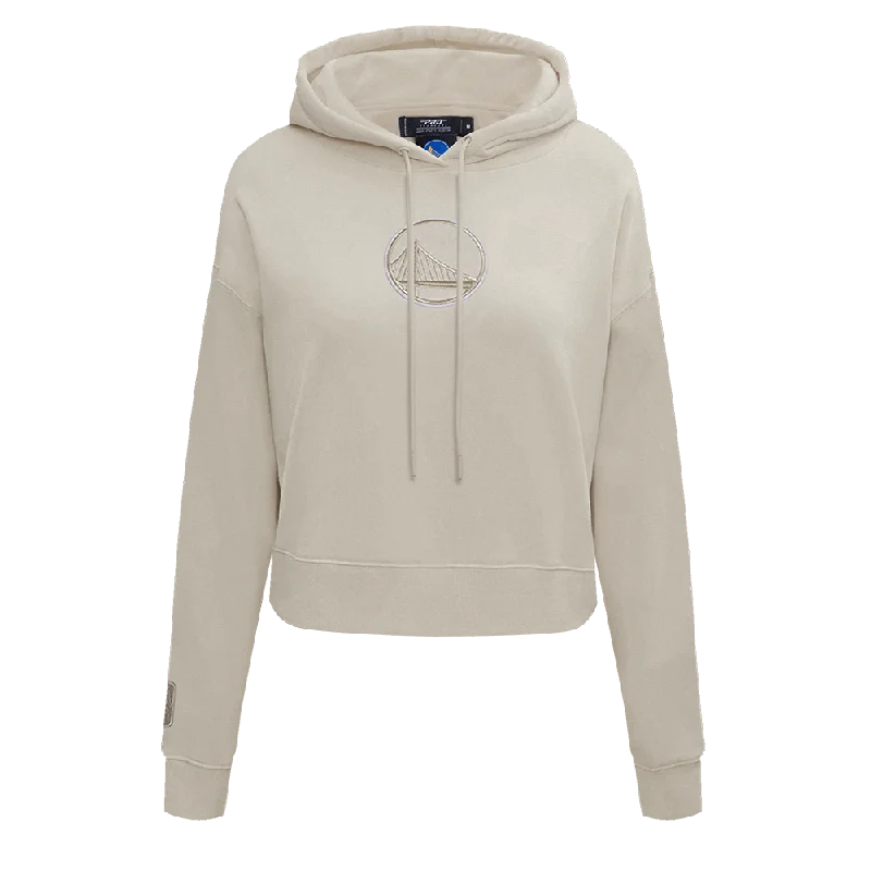 NBA GOLDEN STATE WARRIORS NEUTRAL WOMEN'S CROPPED PO HOODIE (TAUPE)