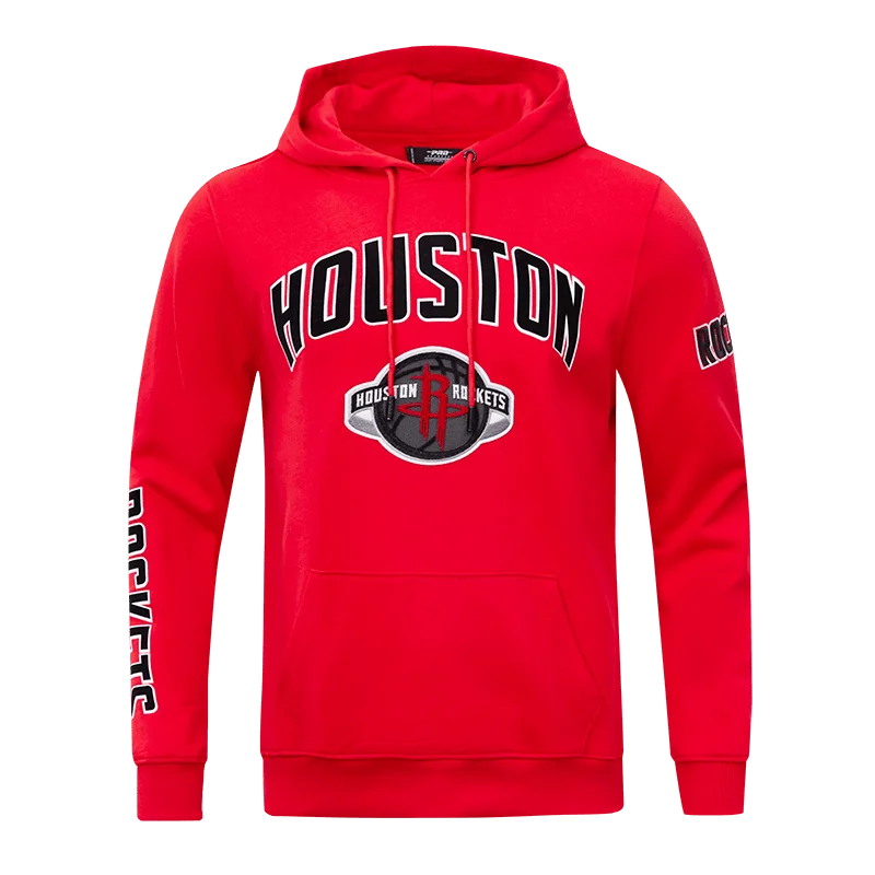 NBA HOUSTON ROCKETS STACKED LOGO MEN'S PO HOODIE (RED)