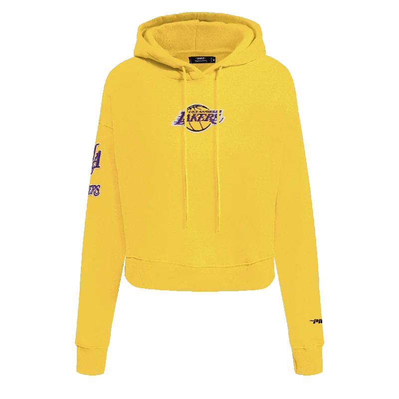 NBA LOS ANGELES LAKERS CLASSIC WOMEN'S CROPPED PO HOODIE (YELLOW)