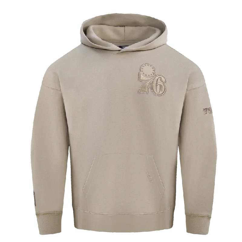 NBA PHILADELPHIA 76ERS NEUTRAL DROP SHOULDER FLC PO HOODIE (TAUPE)