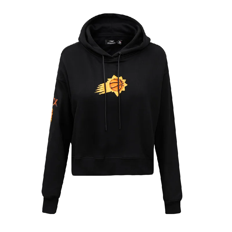 NBA PHOENIX SUNS CLASSIC WOMEN'S CROPPED PO HOODIE (BLACK)