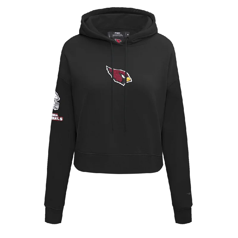 NFL ARIZONA CARDINALS CLASSIC WOMEN'S CROPPED FLC PO HOODIE (BLACK)