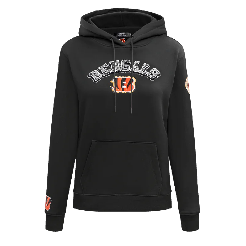 NFL CINCINNATI BENGALS ANIMAL PRINT FLC PO HOODIE (BLACK)