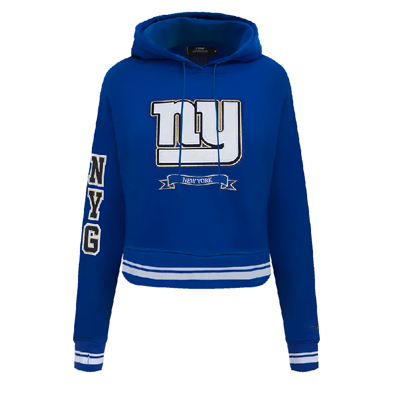 NFL NEW YORK GIANTS PRO PREP RIB FLC CROPPED PO HOODIE (DODGER BLUE)