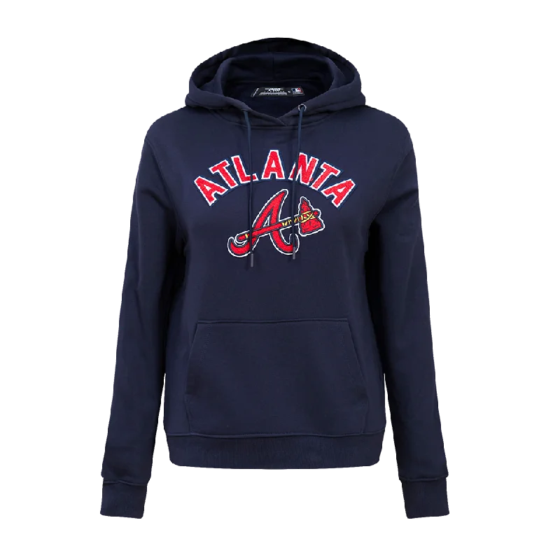 MLB ATLANTA BRAVES CLASSIC WOMEN'S PO HOODIE (MIDNIGHT NAVY)