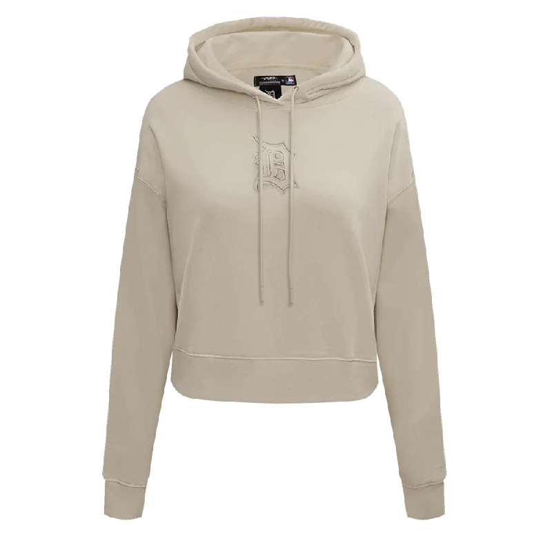 MLB DETROIT TIGERS NEUTRAL CROPPED WOMEN'S PO HOODIE (TAUPE)