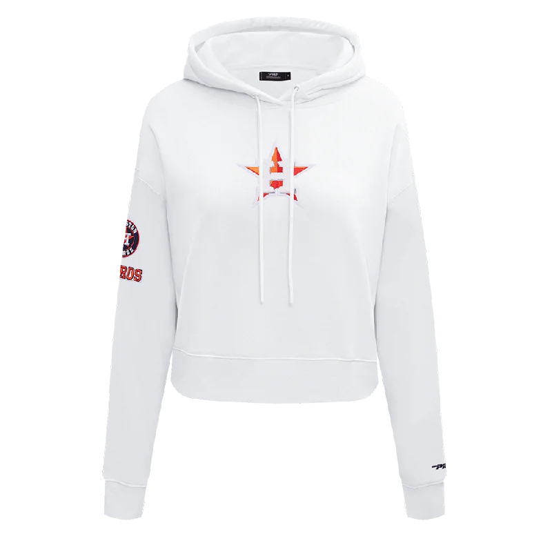 MLB HOUSTON ASTROS CLASSIC WOMEN'S CROPPED PO HOODIE (WHITE)