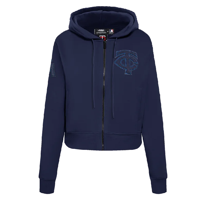 MLB MINNESOTA TWINS TRIPLE TONAL WOMEN'S DK FZ HOODIE (MIDNIGHT NAVY)