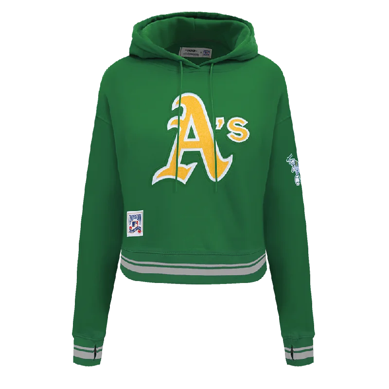 MLB OAKLAND ATHLETICS RETRO CLASSIC WOMEN'S CROPPED PO HOODIE (KELLY GREEN)