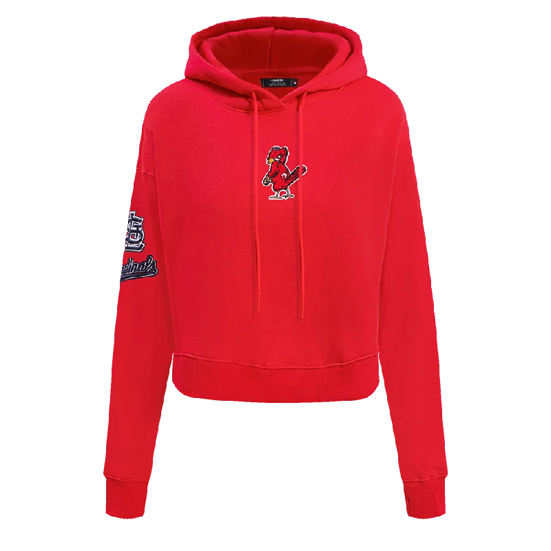 MLB ST. LOUIS CARDINALS CLASSIC WOMEN'S CROPPED PO HOODIE (RED)