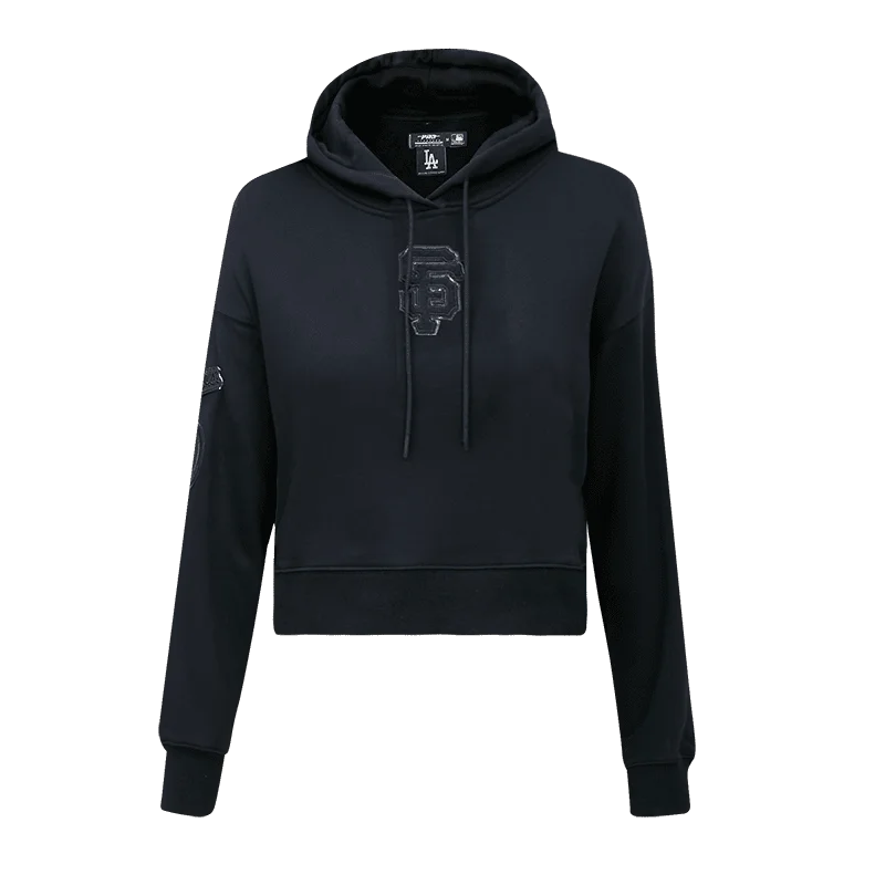 MLB SAN FRANCISCO GIANTS TRIPLE BLACK WOMEN'S CROPPED PO HOODIE (TRIPLE BLACK)