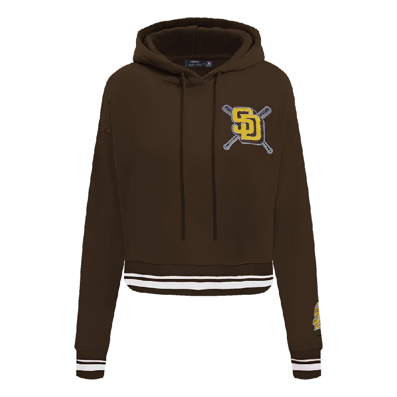 MLB SAN DIEGO PADRES MASHUP WOMEN'S RIB CROPPED PO HOODIE (BROWN)