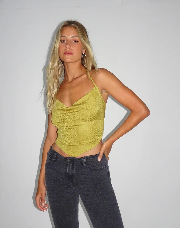 Ketia Crop Top in Green Moss