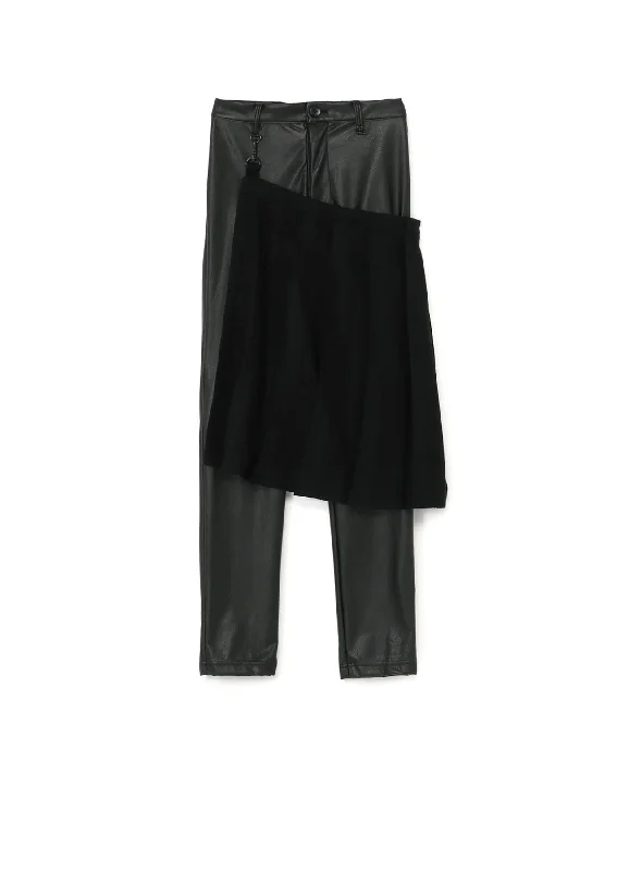 Synthetic Leather Pleats Combination Pants B