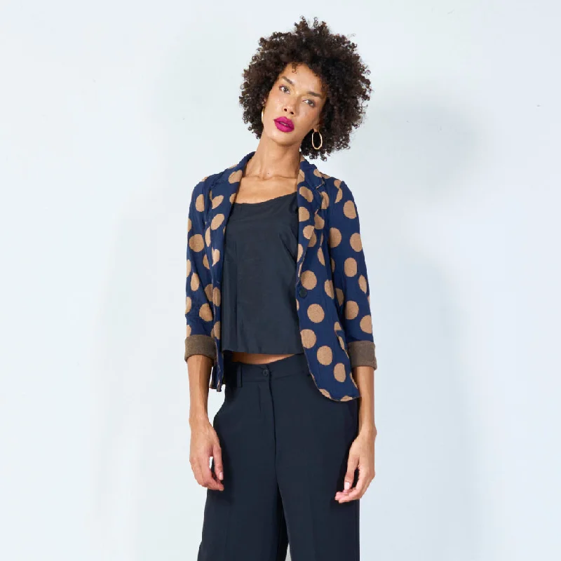 Polka dot blazer with single-button closure wholesale