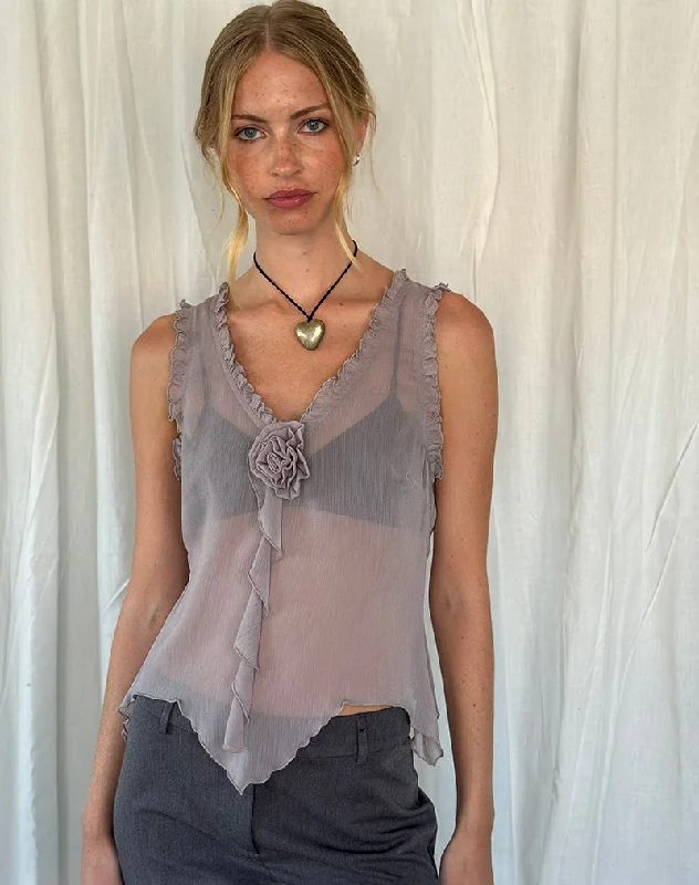 Rosalinda Top in Chiffon Lilac Grey