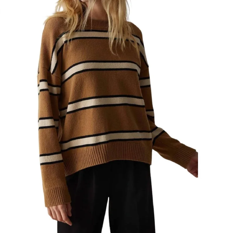 Felicity Sweater In Khaki Stripe