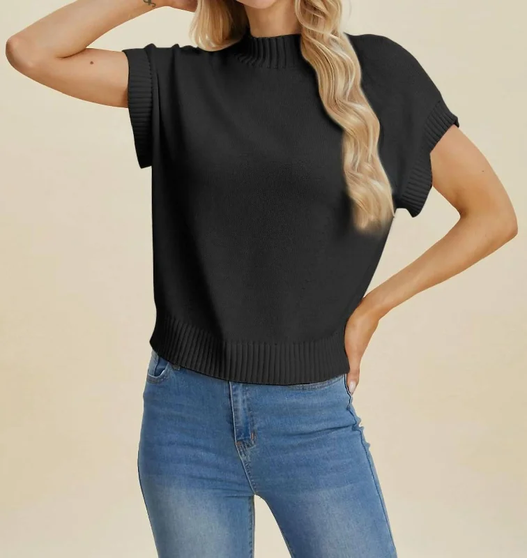 Mock Neck Sweater In Black