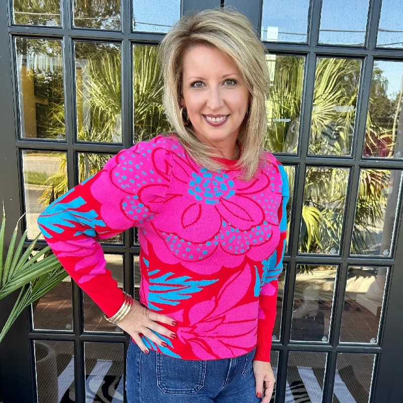 Zinnia Sweater | Fuchsia-Blue