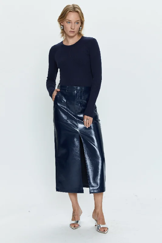 Alice Utility Midi Skirt - Navy Vinyl