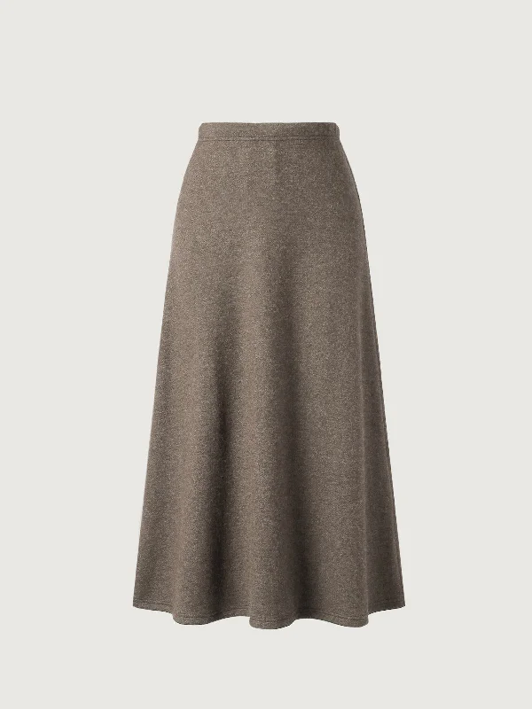 Elastic Waist A-Line Midi Skirt