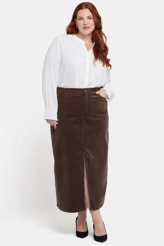 High Rise Long Skirt In Plus Size - Coffee Bean