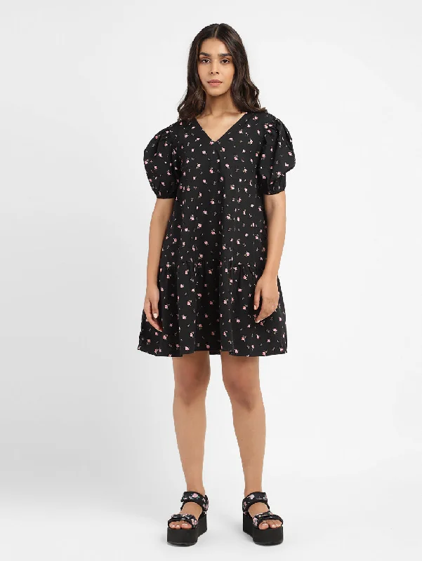 Women's Floral Print Round Neck Dress