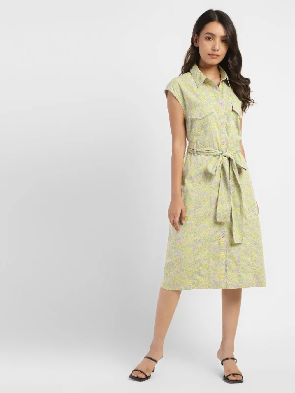 Women's Printed Spread Collar Dress