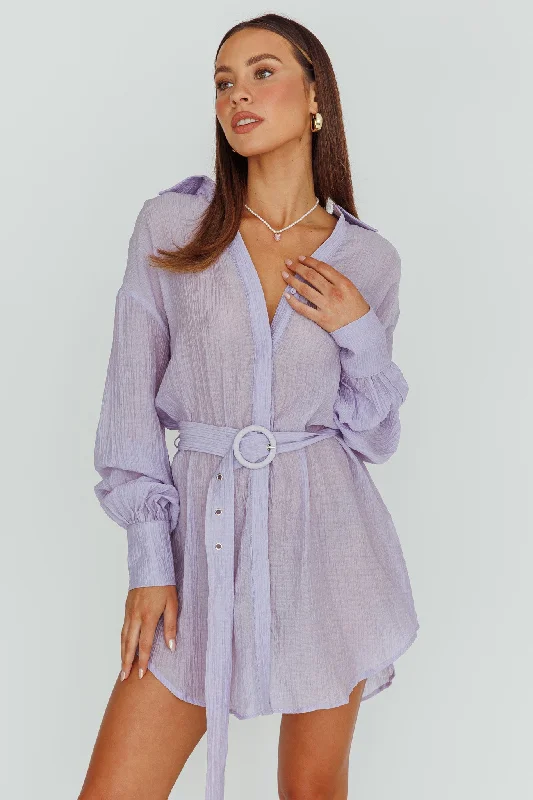 Sady Long Sleeve Shirt Mini Dress Lilac