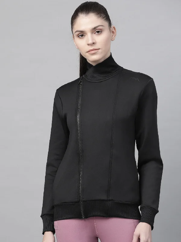 Alcis Nari Women Black Solid Lightweight Sporty Jacket