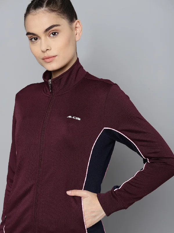 Alcis Women Solid Maroon Jackets