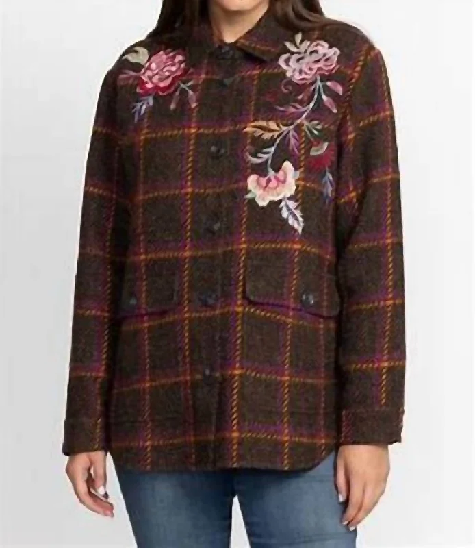 Garnet Plaid Shirt Jacket