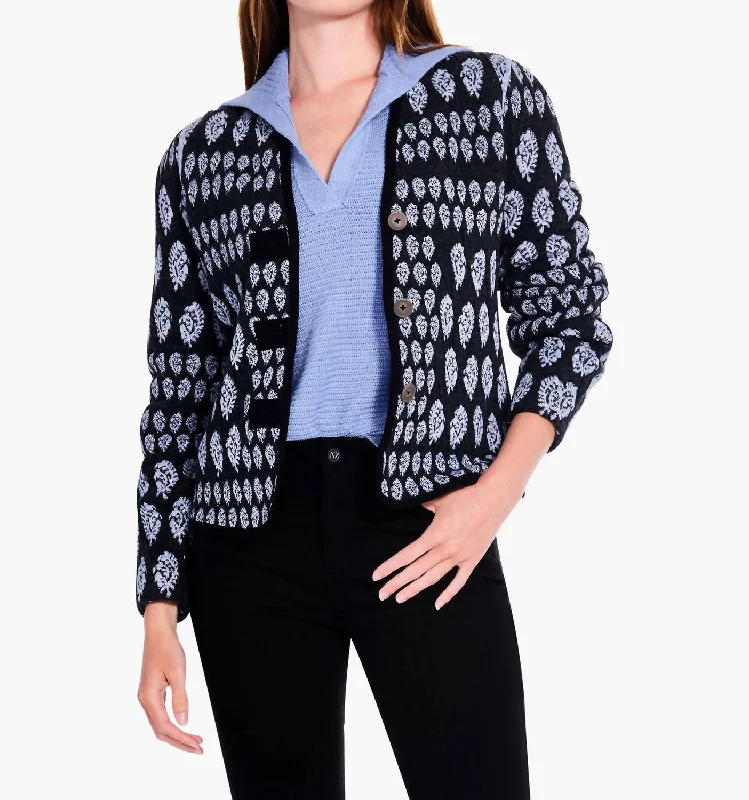 Quilted Eclipse Knit Jacket In Blue Multi